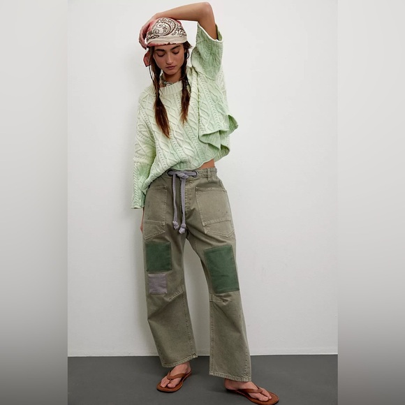We The Free Denim - NWOT FREE PEOPLE WE THE FREE Moxie Pull-On Barrel Jeans | Army MSRP $148